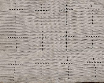 Pattern for Filet Crochet Cross Afghan Throw Blanket