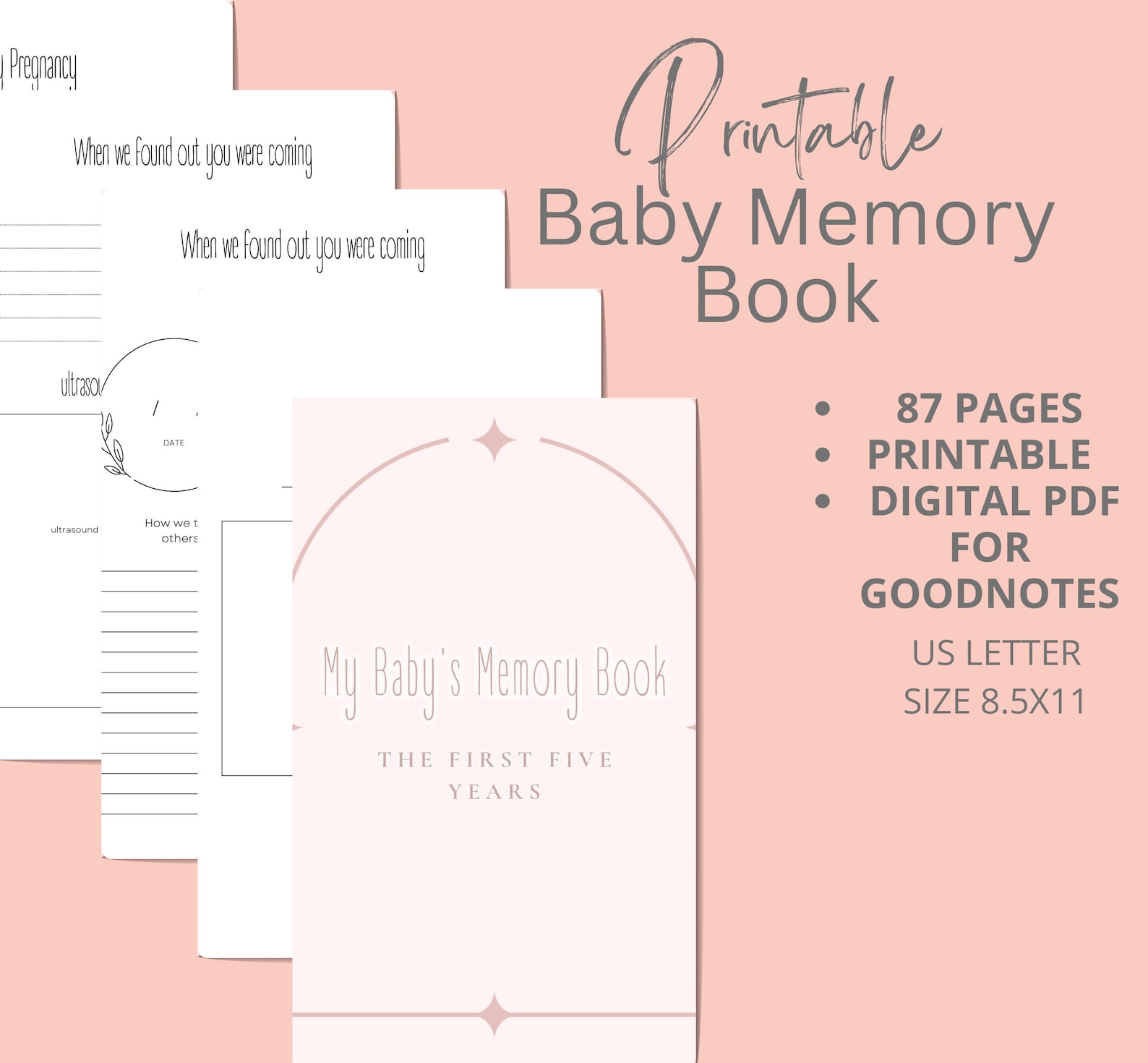 Baby's First Memory Book Printable | 87 Pages | Digital Baby Memory ...