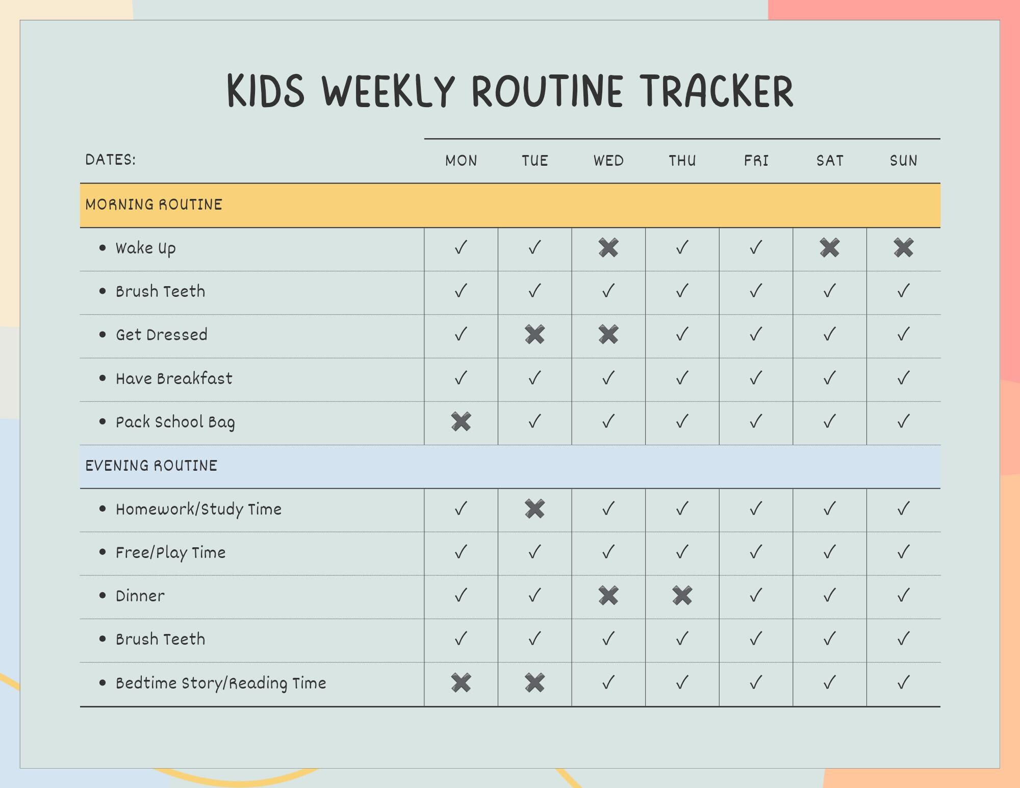 Editable Kids Routine Chart, Daily & Weekly Planner (canva Template) - Etsy