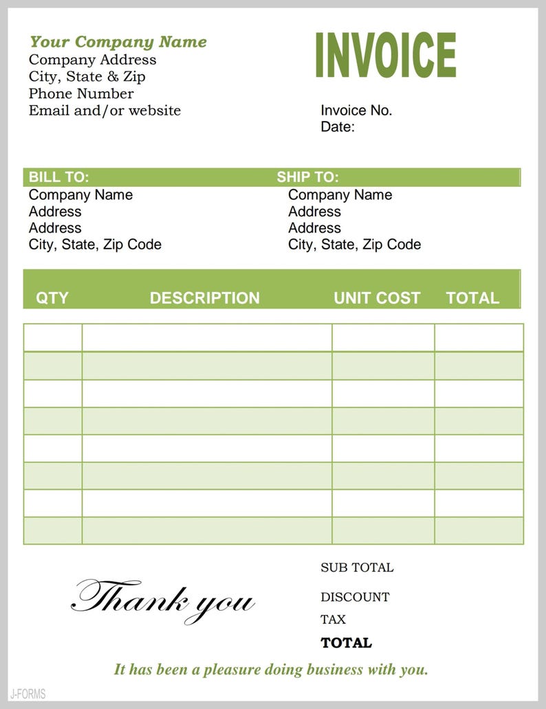 Sales Invoice Editable Invoice Template and Bank Invoice Template - Etsy