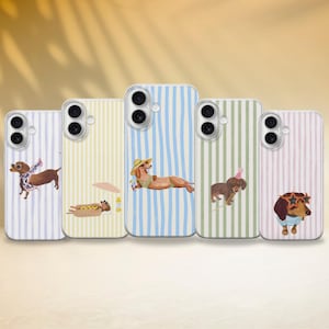 Etui na telefon z jamnikiem, eleganckie paski z motywem psa, na iPhone'a, Samsunga Pixel