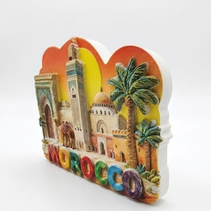 Morocco Souvenir Fridge Magnet Handmade Resin Landmark Relief Artisan Kitchen Decor Moroccan Mosque Camel Travel Gift