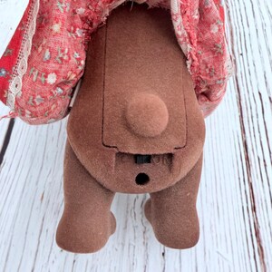 Vintage Sylvanian Families TOMY Brown Bear Mother Figure Red Floral Dress HTF image 9