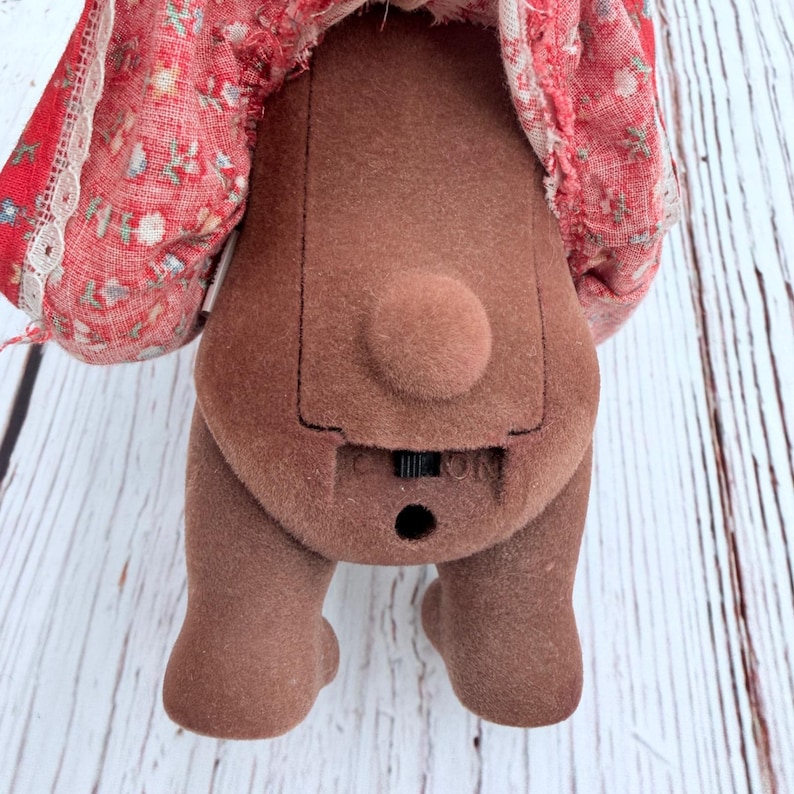 Vintage Sylvanian Families TOMY Brown Bear Mother Figure Red Floral Dress HTF image 9