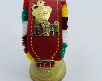 Vintage Hampi schweizisk koklocka och dekorativt läderarmband Appenzell handgjort
