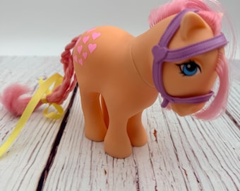 Vintage G1 My Little Pony Peachy Pink Hearts 1982 Hasbro Hong Kong