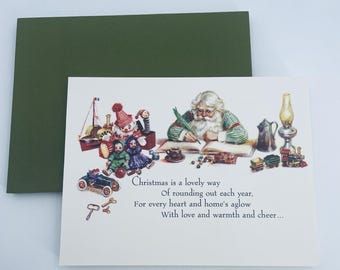 Juego de 10 tarjetas navideñas vintage Hallmark sin usar y 11 sobres - Papá Noel