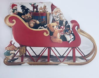 Lot de 18 cartes de Noël et de 19 enveloppes vintage Hallmark - Traîneau du Père Noël