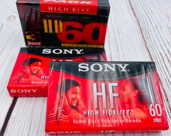Lote de 5 cintas de casete de audio vírgenes selladas para Sony HF 60 y Radio Shack HD60 (piezas vintage).