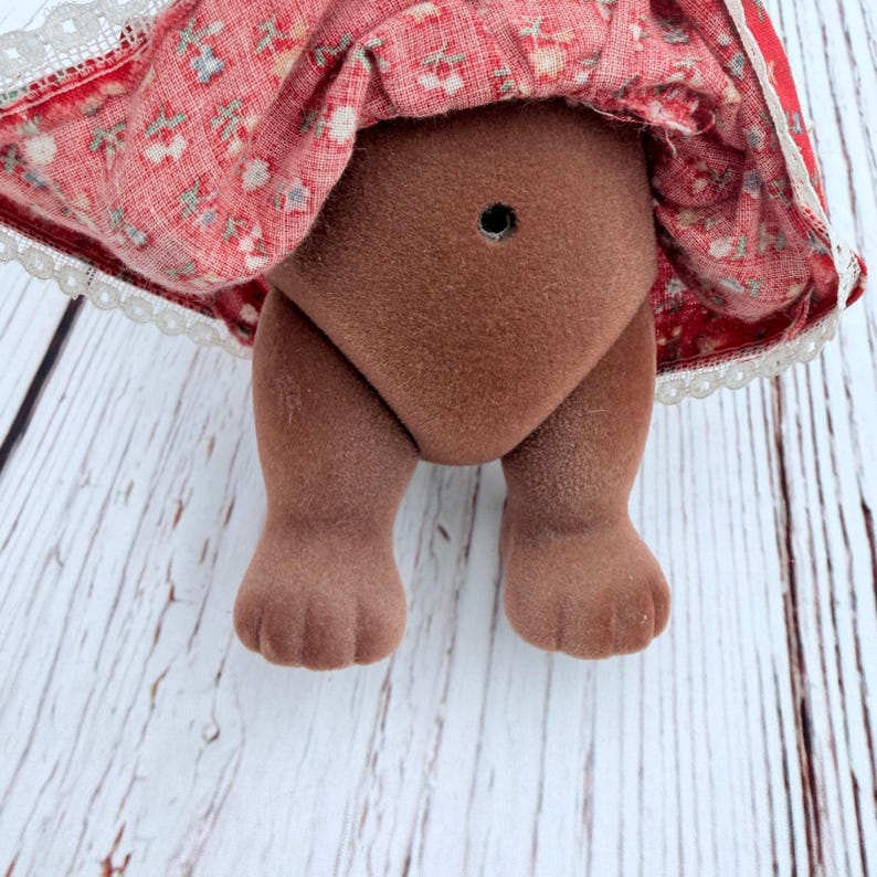 Vintage Sylvanian Families TOMY Brown Bear Mother Figure Red Floral Dress HTF image 7