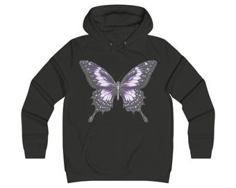 Butterfly Oversized Black Hoodie, Y2K Graphic, Cyber Streetwear