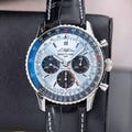 Vintage Breitling Navitimer 1 B01 Chronograph Unworn Steel Ice Blue Dial Watch product logo