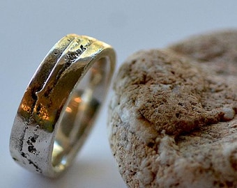 Sterling Silber Sandguss-Ring: Siegelring, Bandring, Größe 925