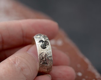 Sand Cast Sterling Silver Ring, Size 8.5, Brutalist Band