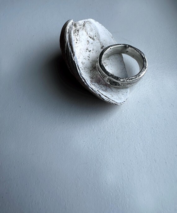 Sand Cast Statement Womens/mens Ring W Sapphire - Main Image