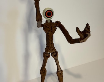 Figura con testa a forma di occhio ispirata a Roblox / Creatura horror articolata stampata in 3D / Si illumina al buio