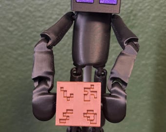Action figure articolata di Enderman di Minecraft – Creatura ombra posizionabile – Giocattolo da scrivania per gamer – Oggetto da collezione ispirato a Minecraft – Espositore stampato in 3D