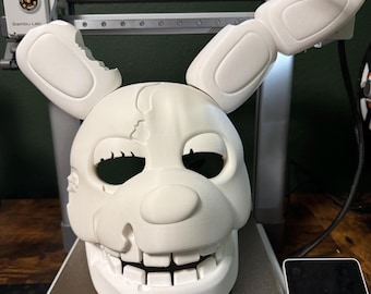 Maschera da coniglio animatronico appassito – Maschera da costume horror a grandezza naturale – Accessorio fai da te non finito e verniciabile