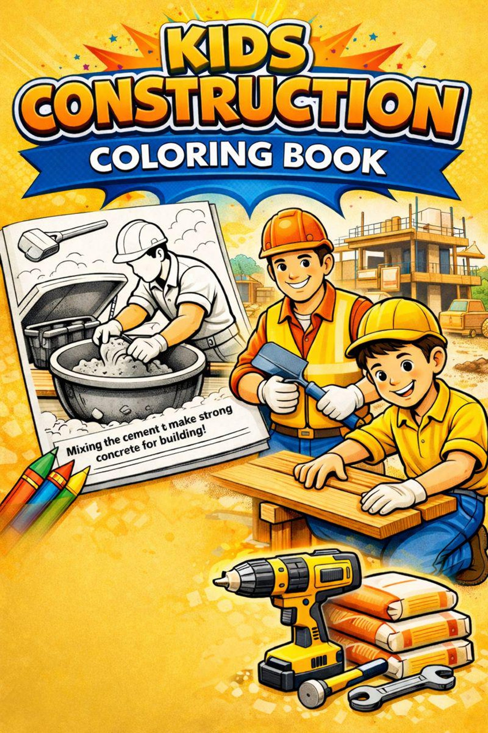 Construction Coloring Book – Vehicles, Builders & Tools Coloring Pages ...