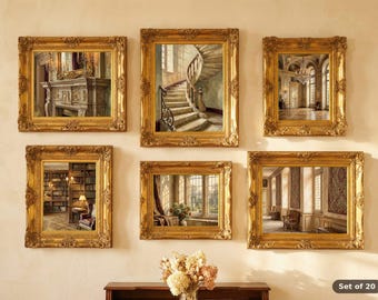 French Country Interior Oil Painting Prints Set of 20 | Vintage Château Gallery Wall Art | Farmhouse Elegant Home Decor Digital Download