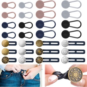 28PCS Button Extenders for Jeans and Pants No Sew Waistband Adjusters 1-1.8 Inch for Women and Men Clothing Fit