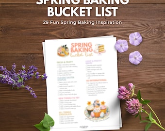 Spring Baking Bucket List Printable | 29 Dessert Ideas, Seasonal Planner (Digital Download)