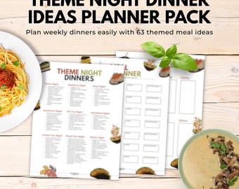 Theme Night Dinner Ideas Meal Planner | 63 Easy Meal Options (PDF Download)