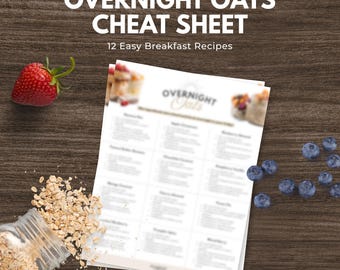 Overnight Oats Cheat Sheet | 12 Easy Breakfast Recipes (Digital Download)