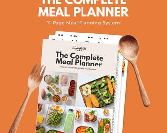 Complete Meal Planner Printable | 11-Page System, Grocery List, Nutrition Tracker (Digital Download)