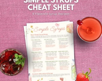 Simple Syrups Cheat Sheet | 9 Flavored Recipes Guide (8.5x11 Printable PDF)