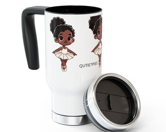 Bruine ballerina-reismok 14 oz roestvrijstalen resistent morsdeksel