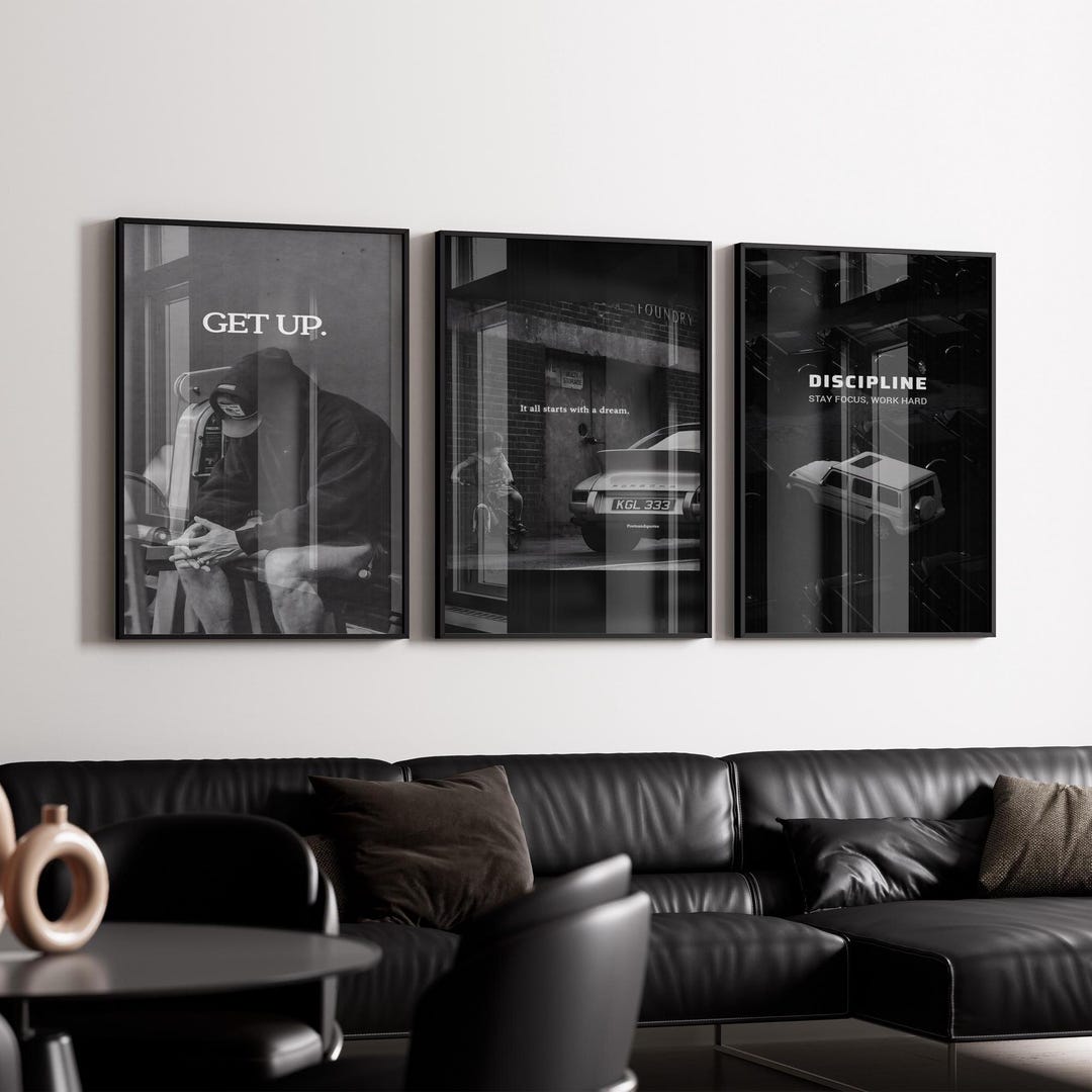 Motivational Wall Art Set of 3, Entrepreneur Success Prints, Porsche ...