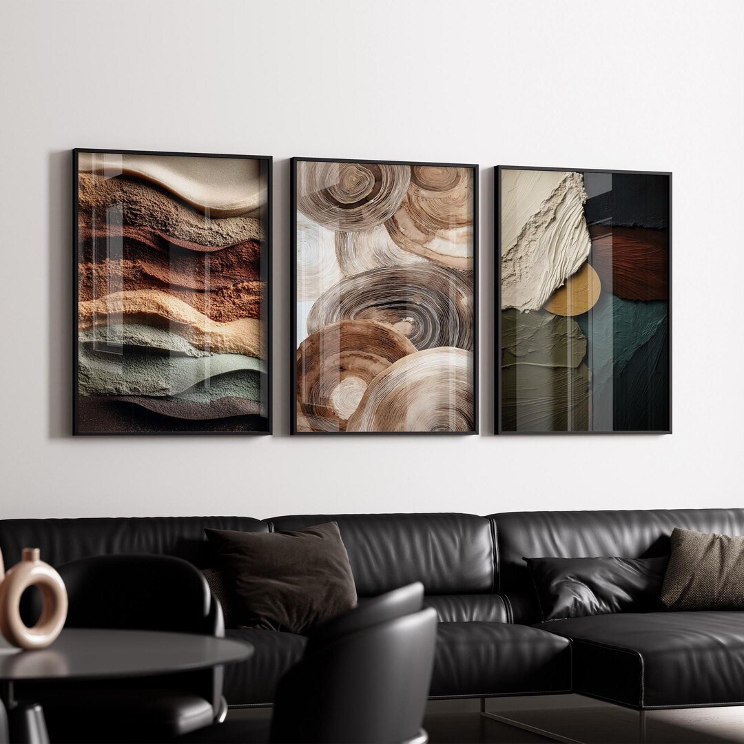 Organic Modern Wall Art Set of 3 Earth Tone Decor Neutral Abstract ...