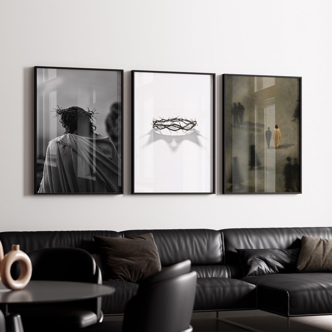 Christian Wall Art Set of 3, Crown of Thorns Print, Jesus Christ ...