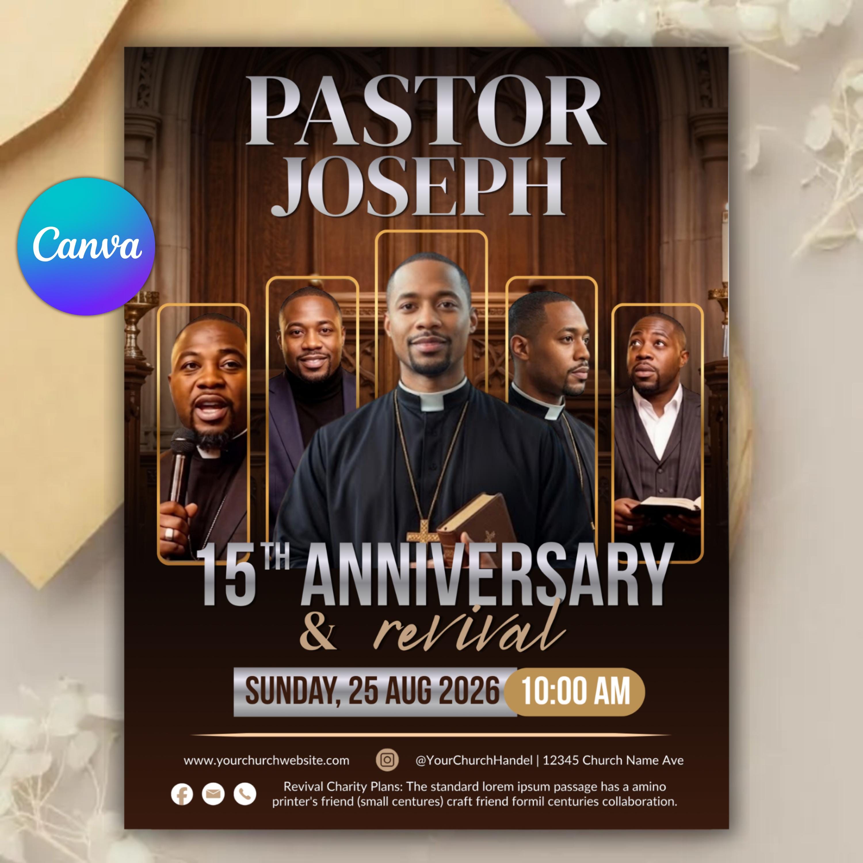 Simple Revival Program Sample Pastor Anniversary Program Template Canva, Church Revival Program ...