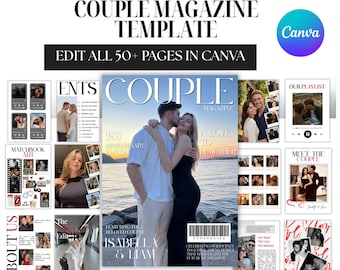 Personalized Couple Magazine Template, Editable Canva Anniversary Gift for Boyfriend Girlfriend, Custom Love Story Memory Book, Couples Gift