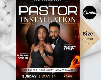 Pastor Installation Flyer Template, Editable Canva Church Flyer, Pastor Elect Ceremony, Pastoral Installation Event, New Pastor Welcome