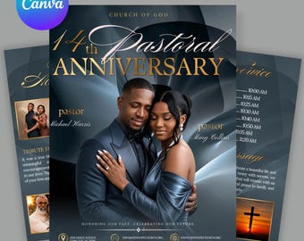 Pastoral Anniversary Flyer Template, Editable Canva Church Anniversary Program, Pastor Appreciation Flyer, Pastor Anniversary Template