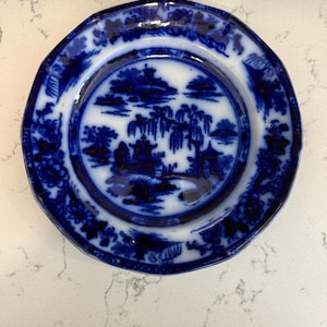 Antique Flow Blue Manilla Plate | Podmore Walker & Co England
