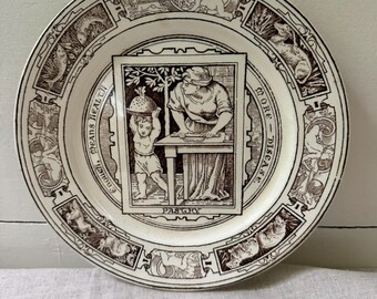 Antikes Wedgwood Transferware Teller Set von 6, seltene “Pastry” Szene