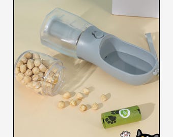 Tragbare Hunde-Trinkflasche, Futterbehälter, Kotbeutel, Reise-Spender für Haustiere