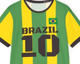 Camiseta de fútbol de Brasil número 10, camiseta de fútbol, estilo retro vintage, equipo para fanáticos, camiseta deportiva que absorbe la humedad, regalo para fanáticos internacionales