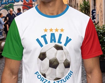 Italien Fußball Trikot "Forza Azzurri" Fußballtrikot Retro Vintage Stil Fan Ausrüstung Feuchtigkeitstransport Sport Tee Internationales Fan Geschenk