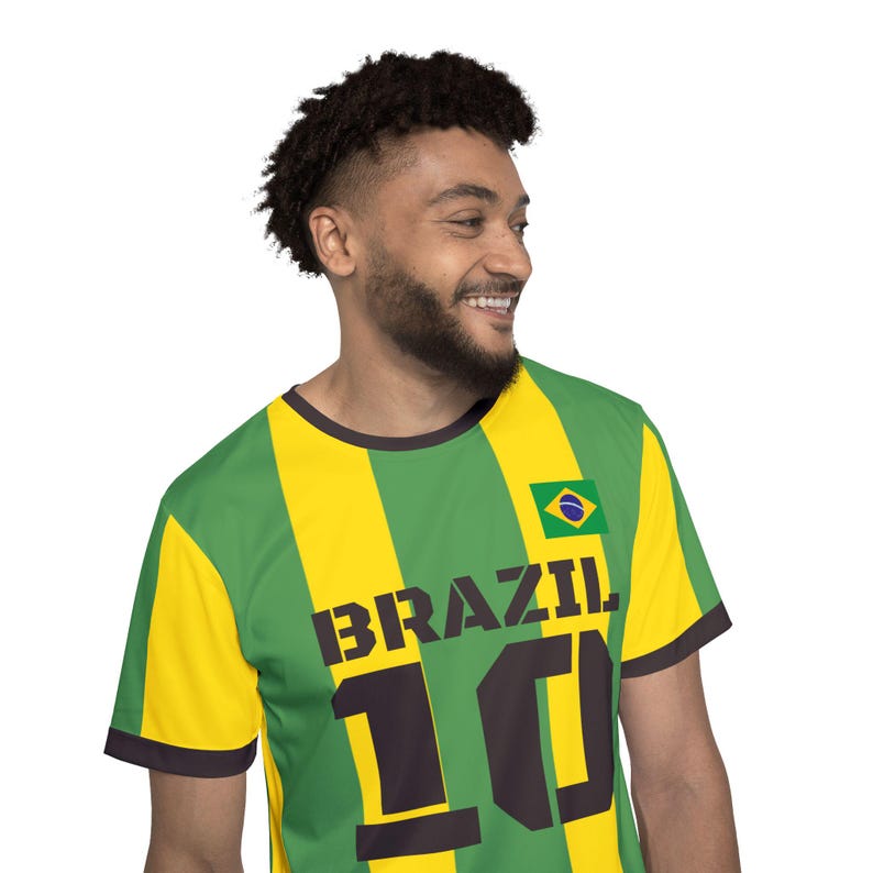 Brazil Soccer Jersey Number 10 Football Shirt Retro Vintage Style Fan Gear Moisture Wicking Sports Tee International Fan Gift image 8