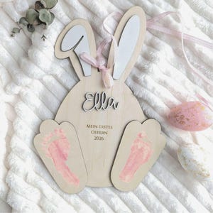 Personalisierte Osterhase Fußabdruck Andenken | Babys erstes Ostern