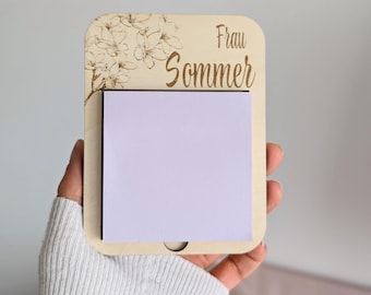 Abschiedsgeschenk Erzieherin Lehrerin Personalisierter Post-it Halter Holz, Geschenk Abschied Grundschule, Danke sagen POST-IT INKLUSIVE