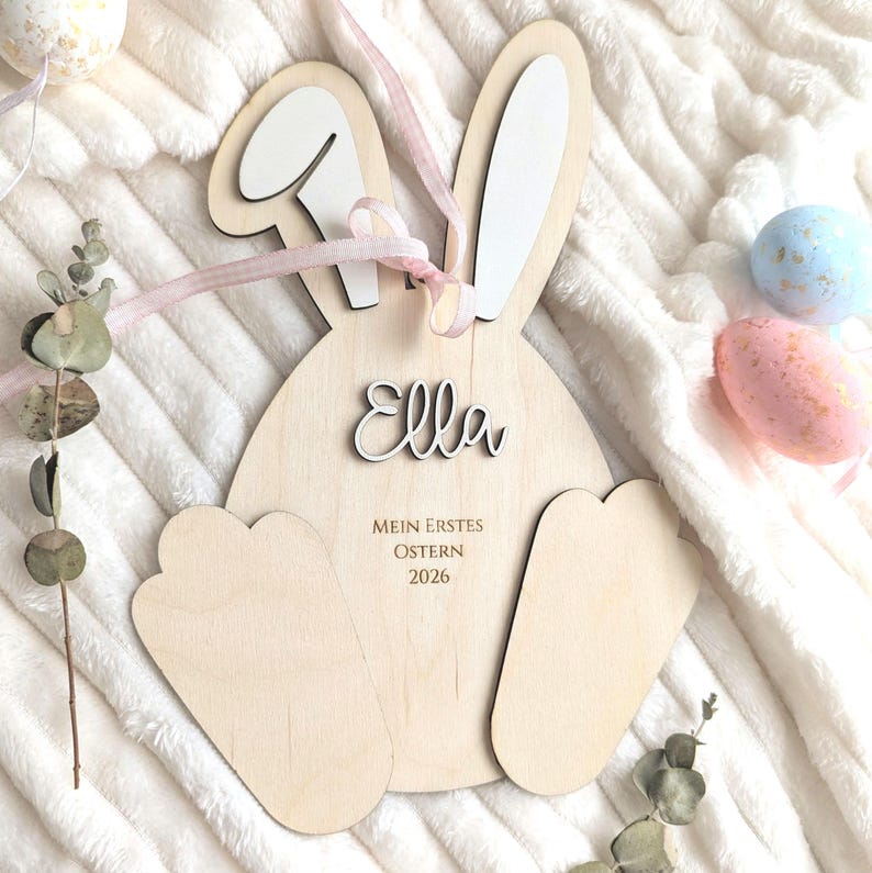 Personalized Easter Bunny Footprint Keepsake | Baby's First Easter image 9