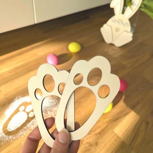 Ostergeschenk Osterhase Spuren Holz – Osterdeko für Kinder – Hasenspuren für den Ostermorgen – Wiederverwendbare Fußabdrücke Ostern image 4