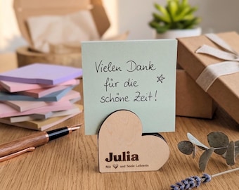 Abschiedsgeschenk Erzieherin Lehrerin Herz Notizhalter Personalisierbar Schreibtisch Organizer Geschenk Danke Sagen POST-IT INKLUSIVE