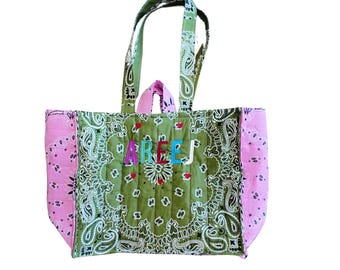 Custom Bandana Tote Bag | Personalized Embroidered, Custom Colors